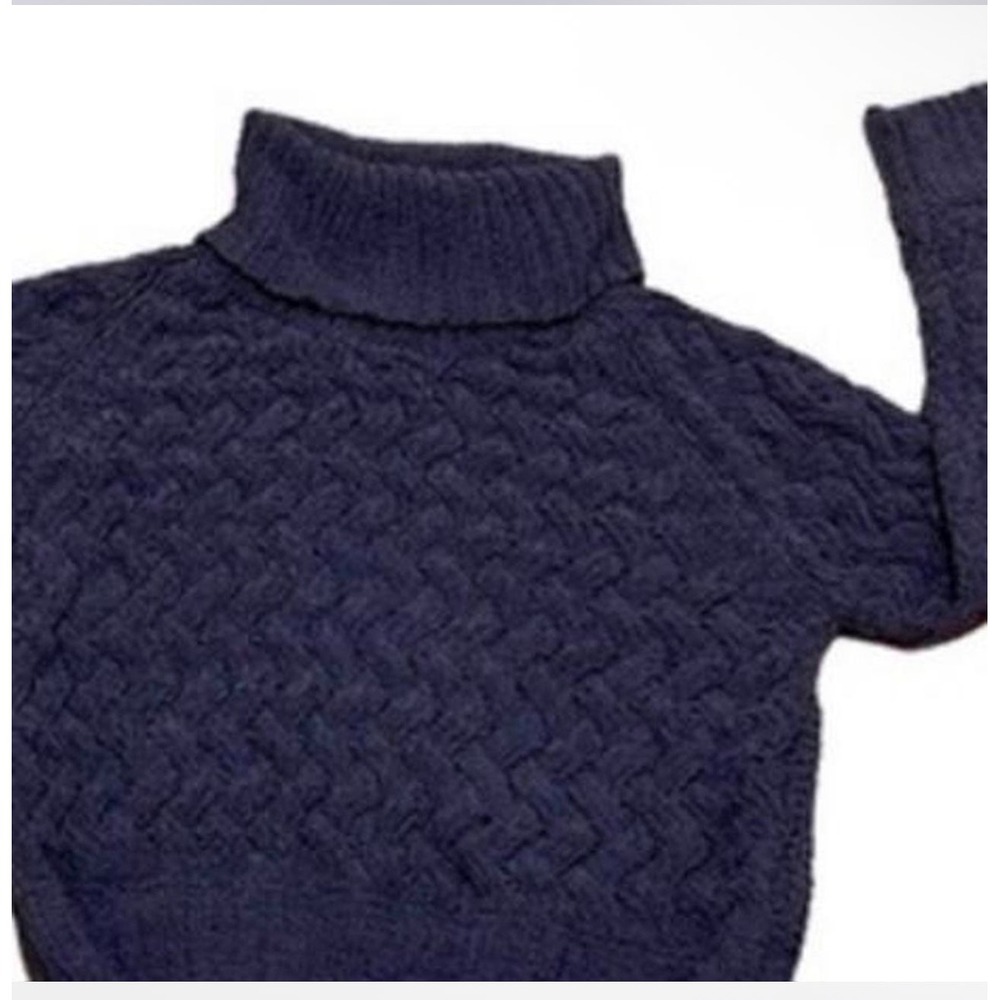 Small cable knit purple‎ gray lavender cropped turtleneck sweater Fall winter